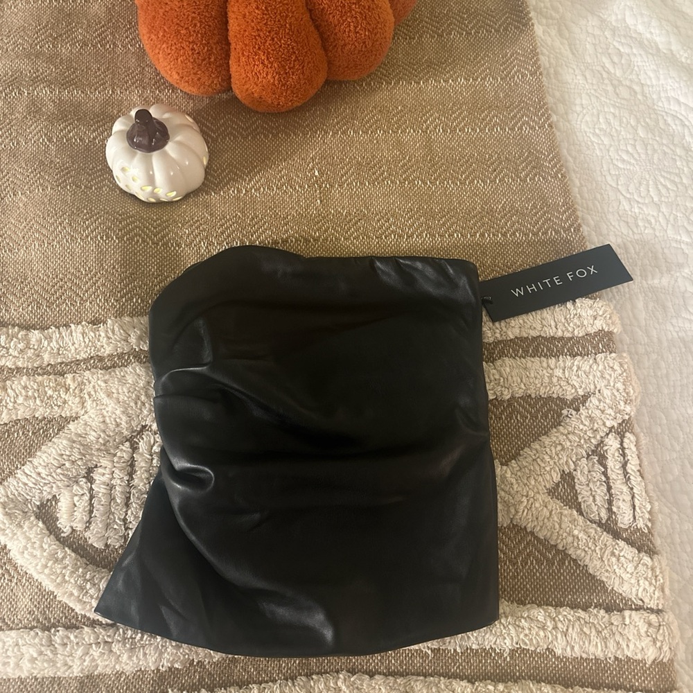 White Fox Boutique Black Leather Top